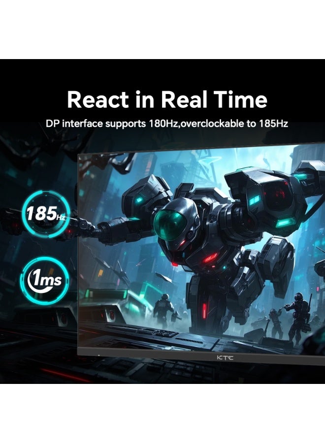 KTC 24 inch Gaming Monitor QHD 180Hz, Fast IPS 1440p Computer Monitor, Up to 185Hz, 1ms, G-Sync/FreeSync, HDR400, Height Adjustable, 2 x HDMI, 1 x DP H24T7 - Image 2